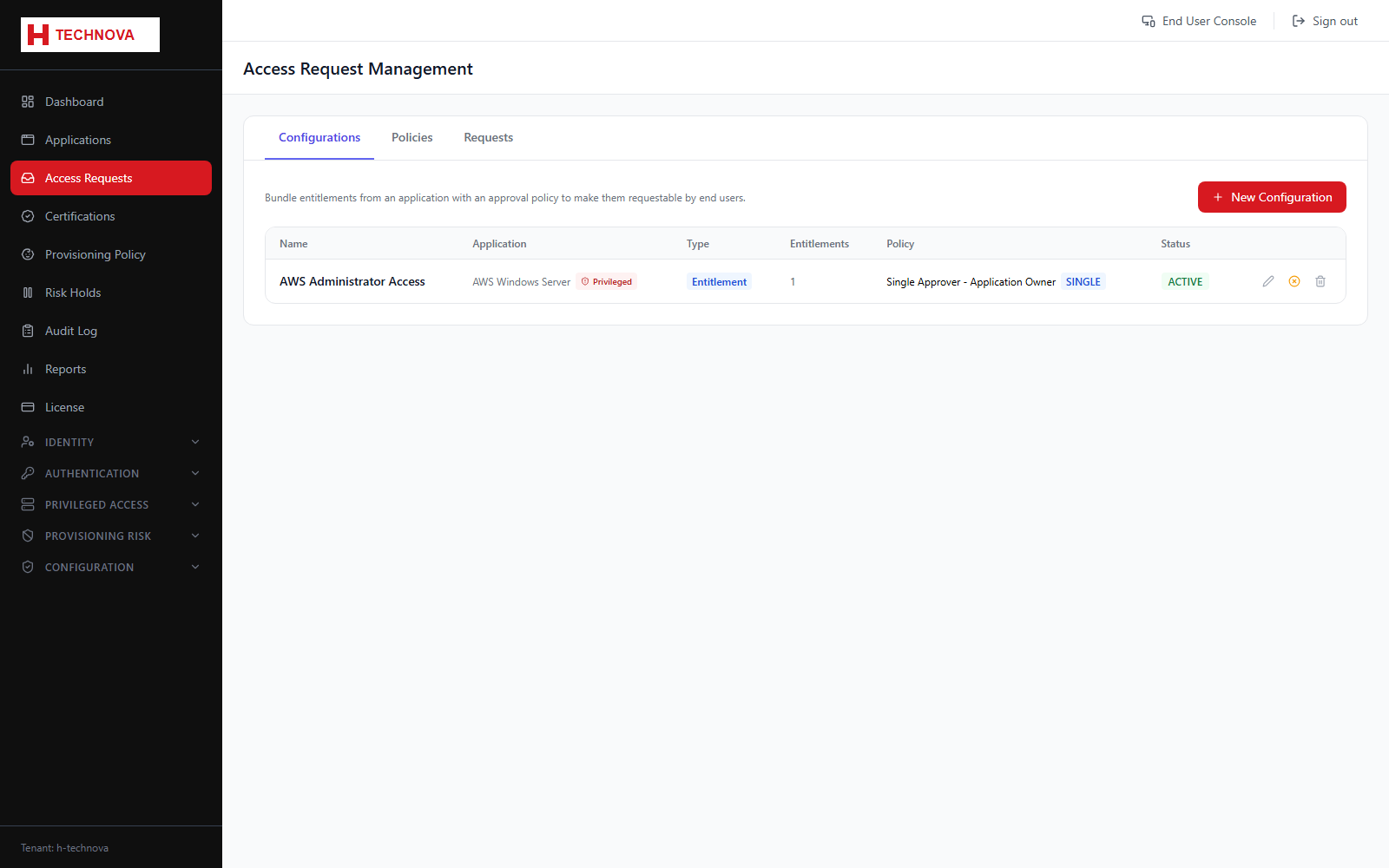 Access Requests screen