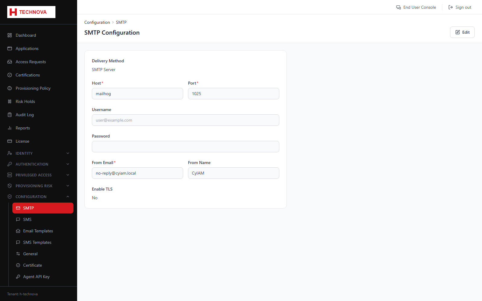 SMTP screen