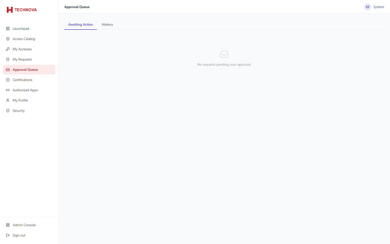 Approval Queue screen