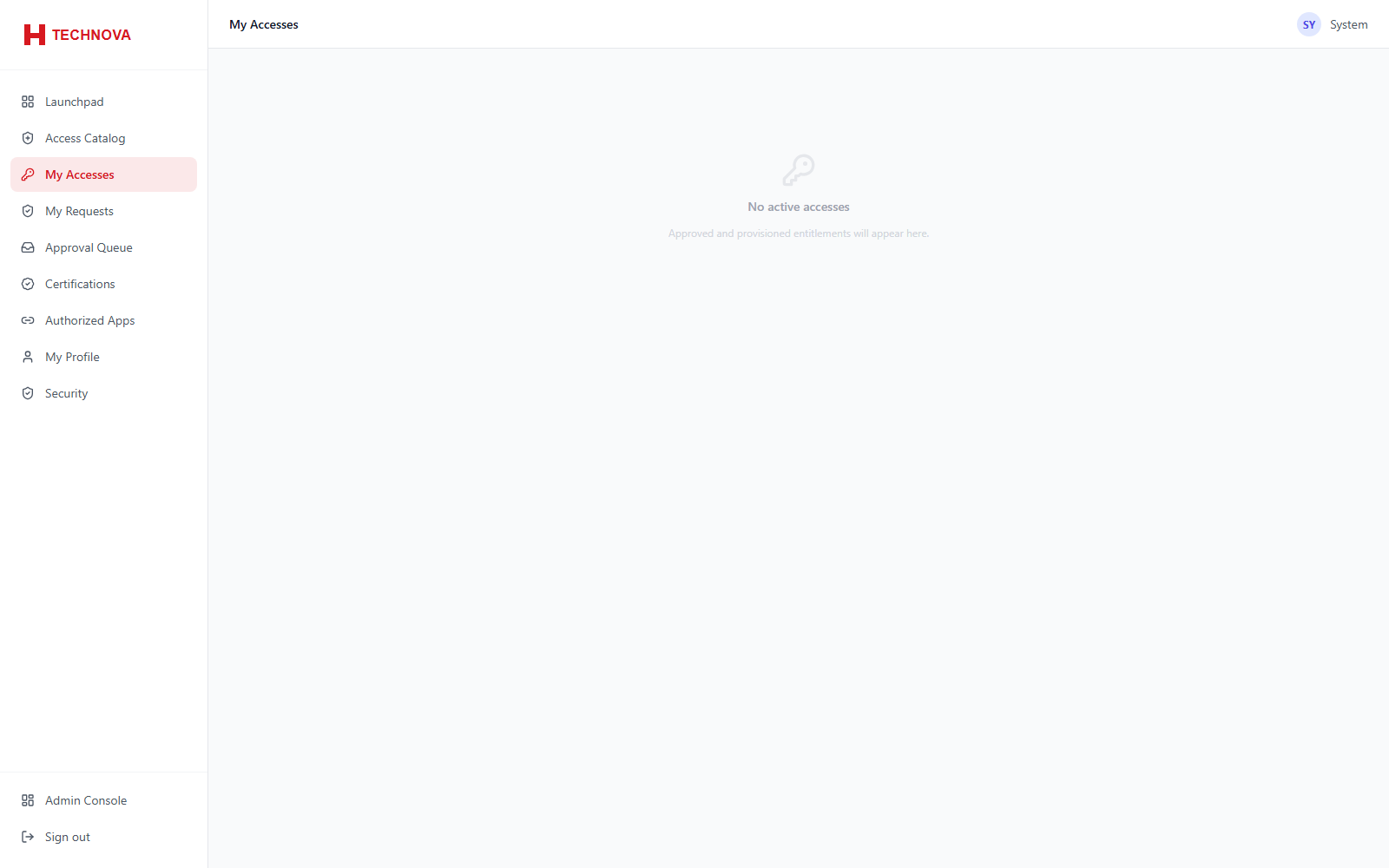 My Accesses screen