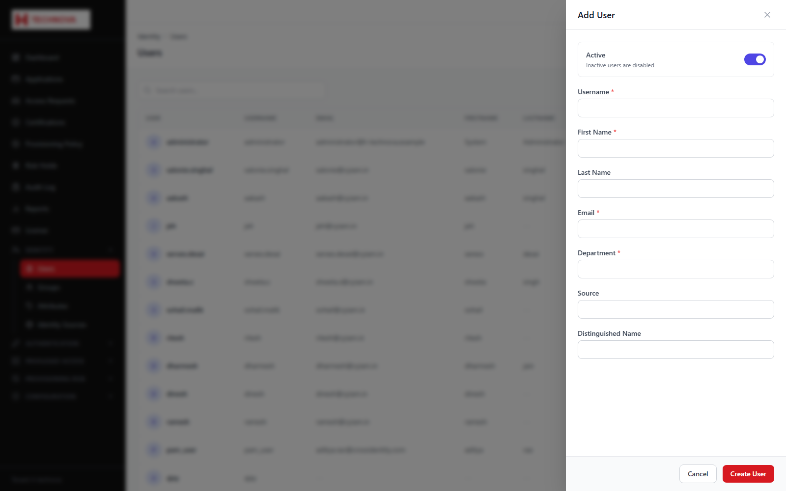 Add a User screen